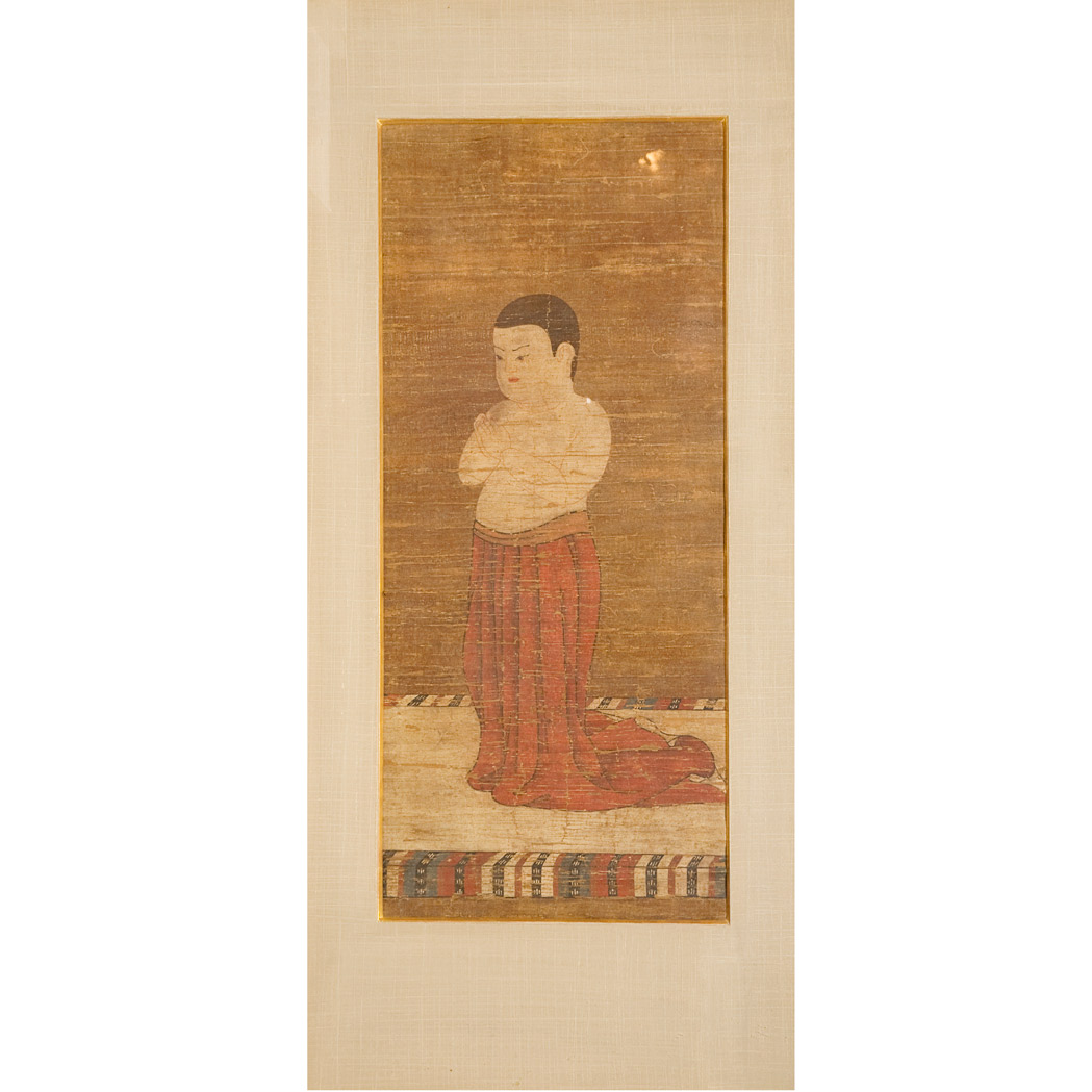 Appraisal: Japanese School th Century Boy with Hands Held in a