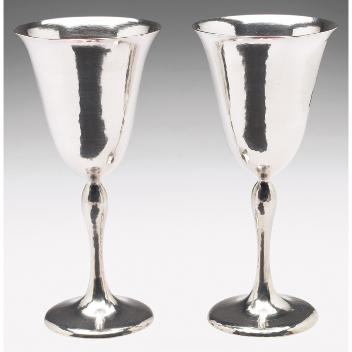 Appraisal: Kalo goblets pair hand wrought sterling initials RG marked inscription