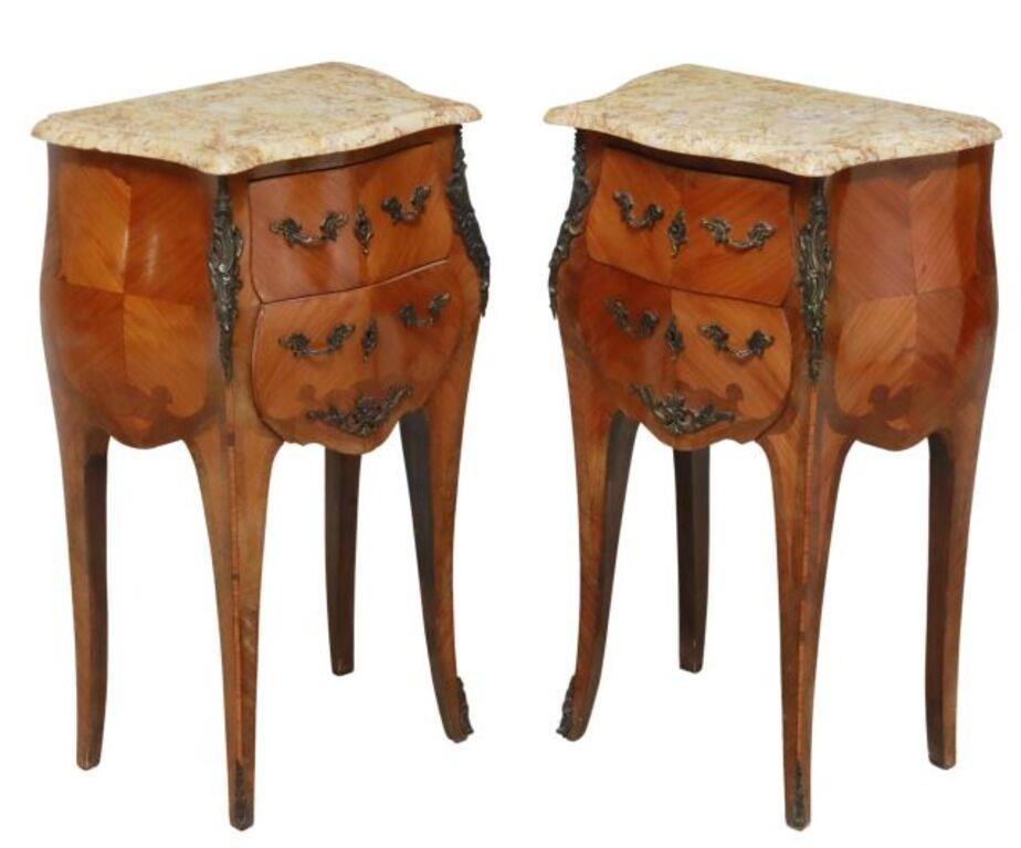 Appraisal: pair French Louis XV style bedside cabinets th c having