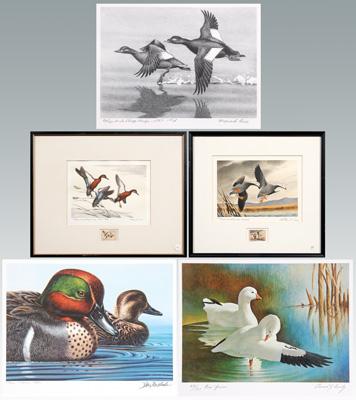 Appraisal: Five Federal duck stamp prints - quot White-Winged Scoters quot