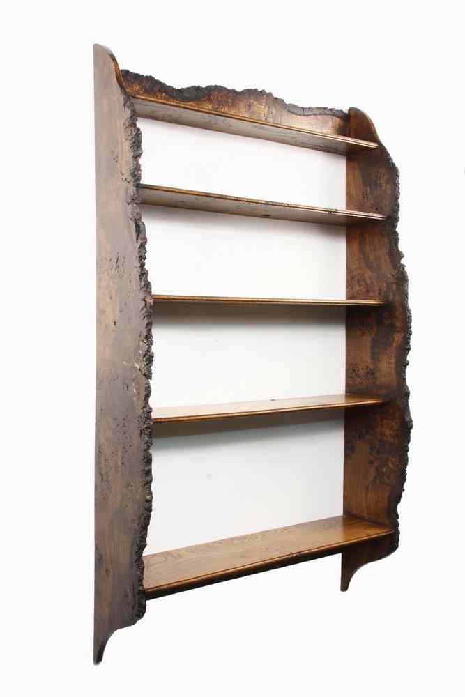 Appraisal: WALL SHELF - Live edge burl ash five tier graduated