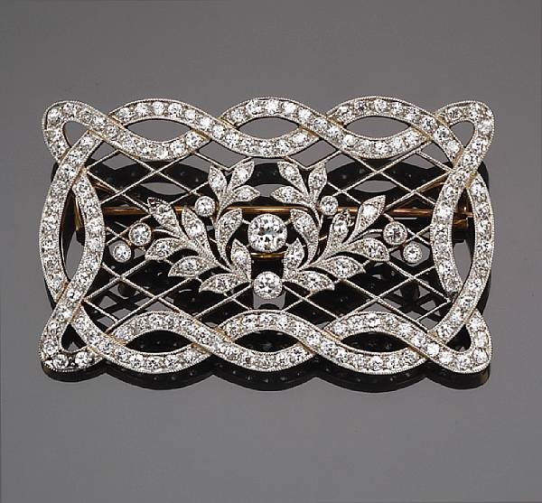 Appraisal: A diamond brooch estimated total diamond weight carats mounted in