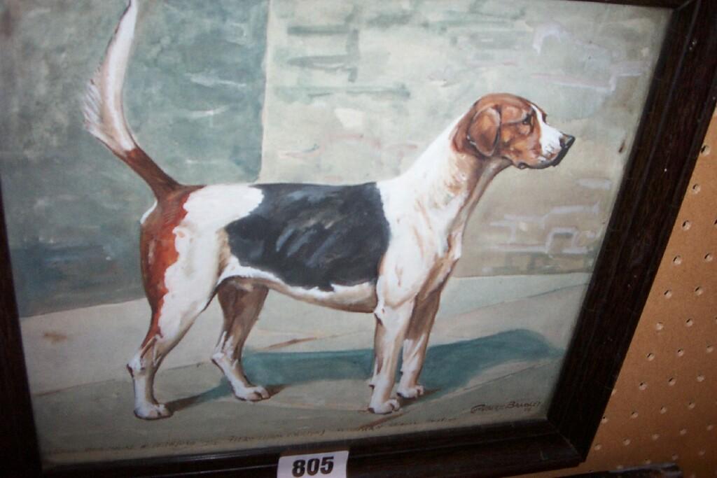 Appraisal: An early th century watercolour of a standing hound signed