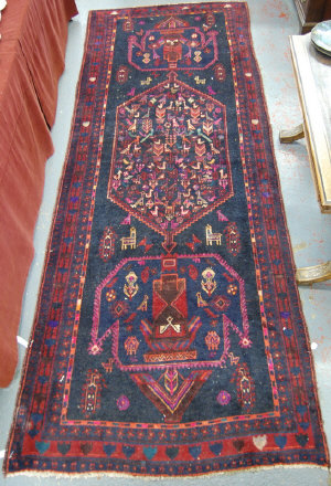 Appraisal: A Persian Hamadan rug of Kelleh proportions dark blue red