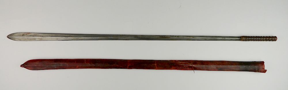 Appraisal: Maasai People Simi or similar spear with sheath Maasai People