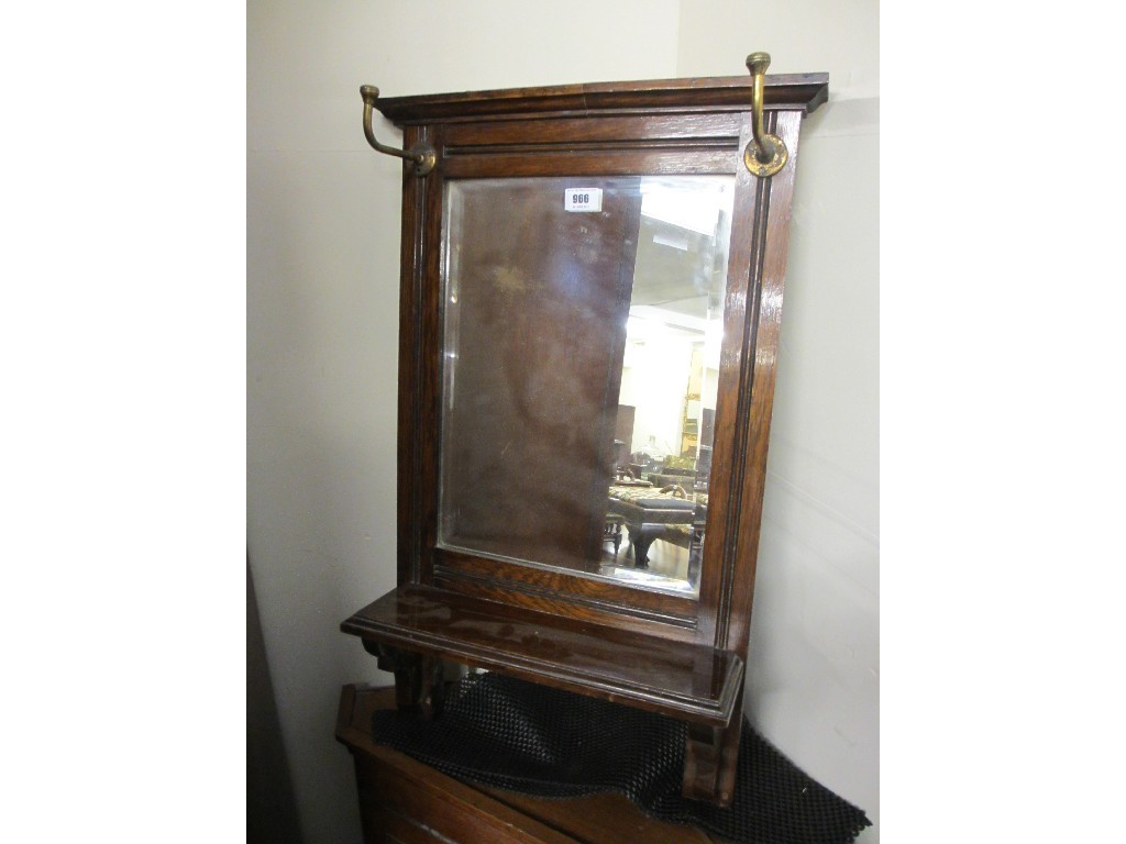 Appraisal: Oak framed toilet mirror