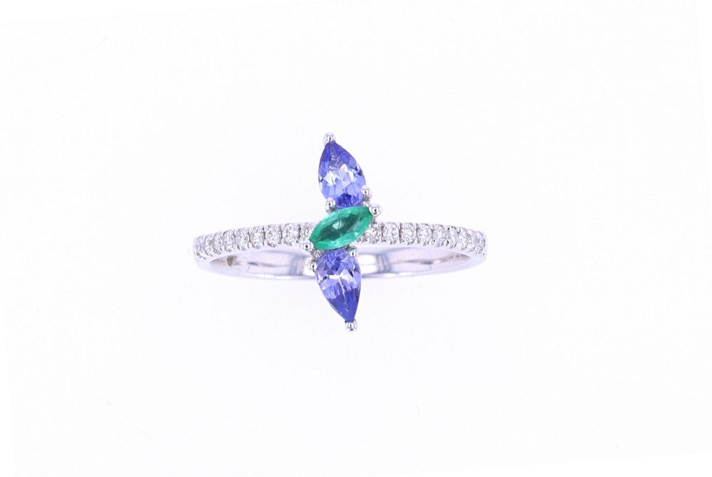 Appraisal: Emerald Tanzanite Diamond k White Gold Ring Featured in this