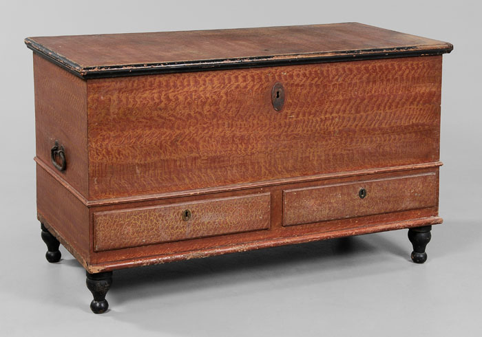 Appraisal: American Paint-Decorated Lift-Top Chest Pennsylvania early th century in original