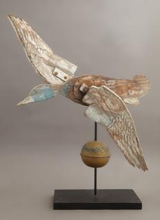 Appraisal: Carved Wood and Gilt Brass Duck Whirligig early Carved Wood