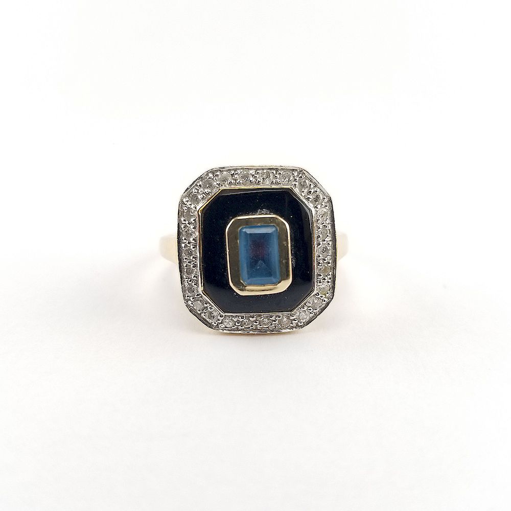 Appraisal: K Gold Diamond Blue Topaz Ring K Gold Diamond Blue