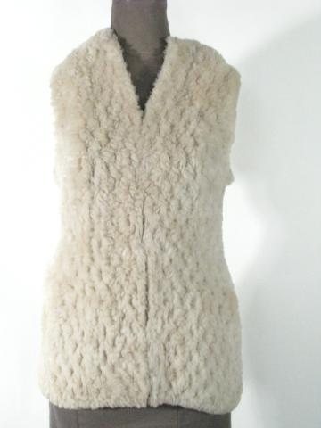 Appraisal: Rose Beige Knitted Sheared Beaver Zip Vest by ''Paula Lishman''