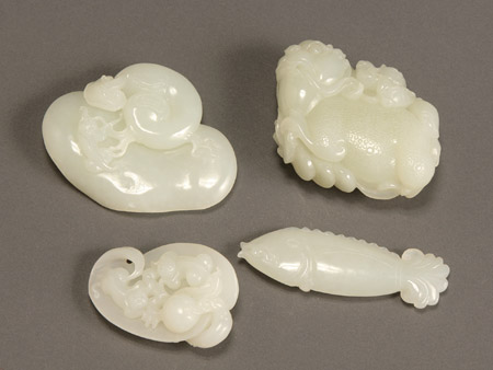 Appraisal: Group of Four Chinese Pale Celadon Jade Carvings th Century