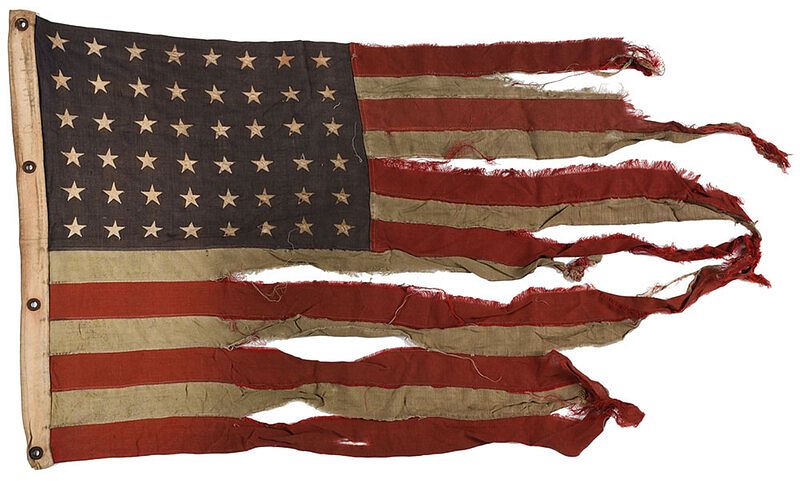 Appraisal: World War II U S Flag Battle of Okinawa sewn