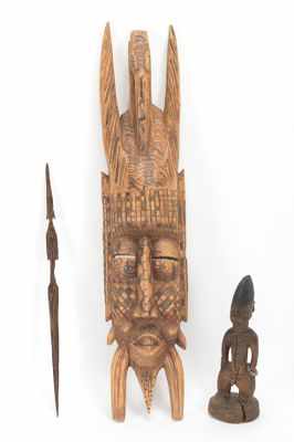 Appraisal: A Lot of African Wooden Carvings Including a large mask