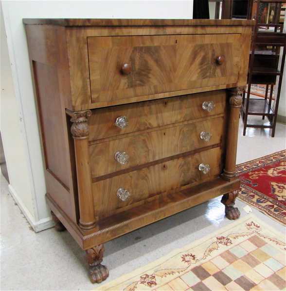 Appraisal: EMPIRE MAHOGANY SECRETARY CHEST American mid- th century the top