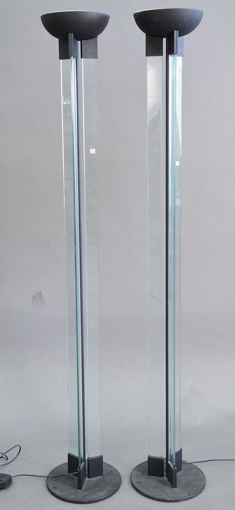 Appraisal: Pair of Reico Glass and Metal Floor Lamps height inches