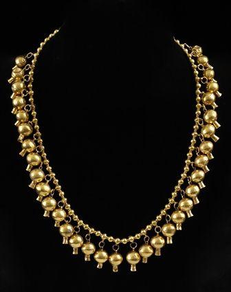 Appraisal: Persian Gold Necklace with Pomegranate Dangles