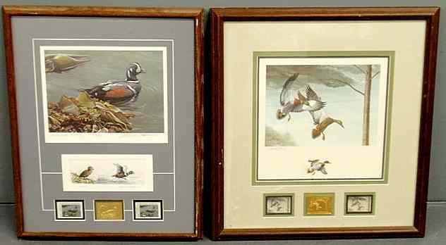 Appraisal: Two framed and matted duck stamps- Executive Edition pencil signed