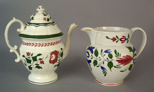 Appraisal: Adams rose teapot th c h together with a pitcher