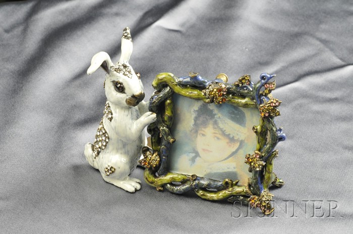 Appraisal: Enamel and Swarovski Crystal Rabbit Frame Jay Strongwater depicting an