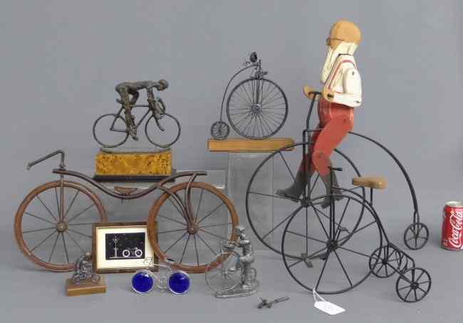 Appraisal: Lot of misc bicycle sculptures and models Good cond