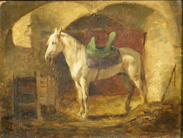 Appraisal: Armand Point French - A white horse in a stable