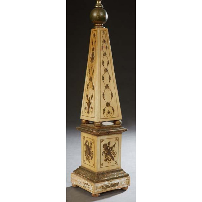 Appraisal: French Empire Style Ceramic Table Lamp th c of tapered