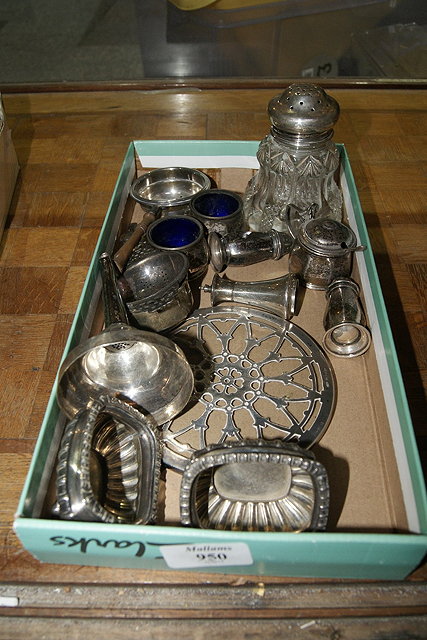 Appraisal: Collection of silver and silver plated waresincluding a silver cruet