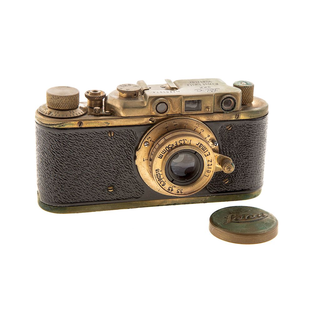 Appraisal: Russian Copy Of Leica Camera circa s gold washed metal