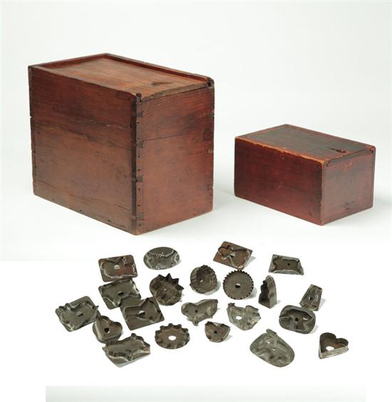 Appraisal: TWO BOXES AND TIN COOKIE CUTTERS American th- th century