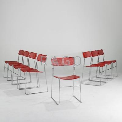 Appraisal: TOMADO Set of eight chairs Denmark ca Perforated and enameled