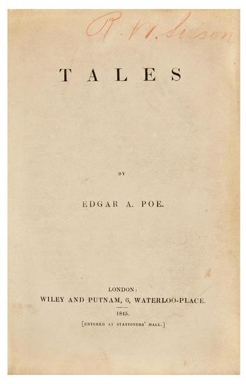 Appraisal: POE Edgar Allan - Tales London Wiley and Putnam mo