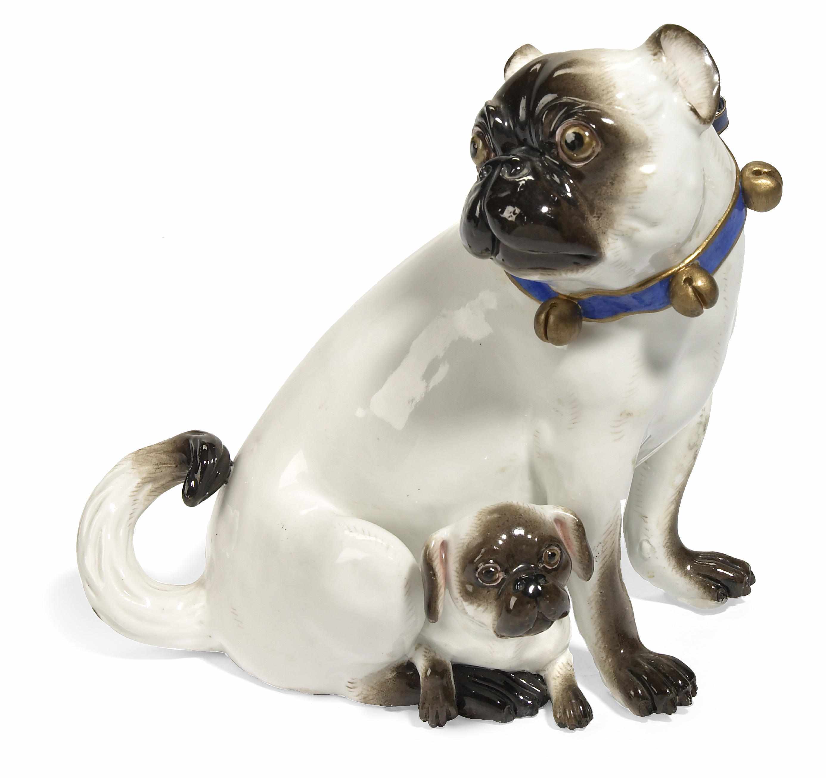 Appraisal: A Meissen porcelain model of a pug and pup after