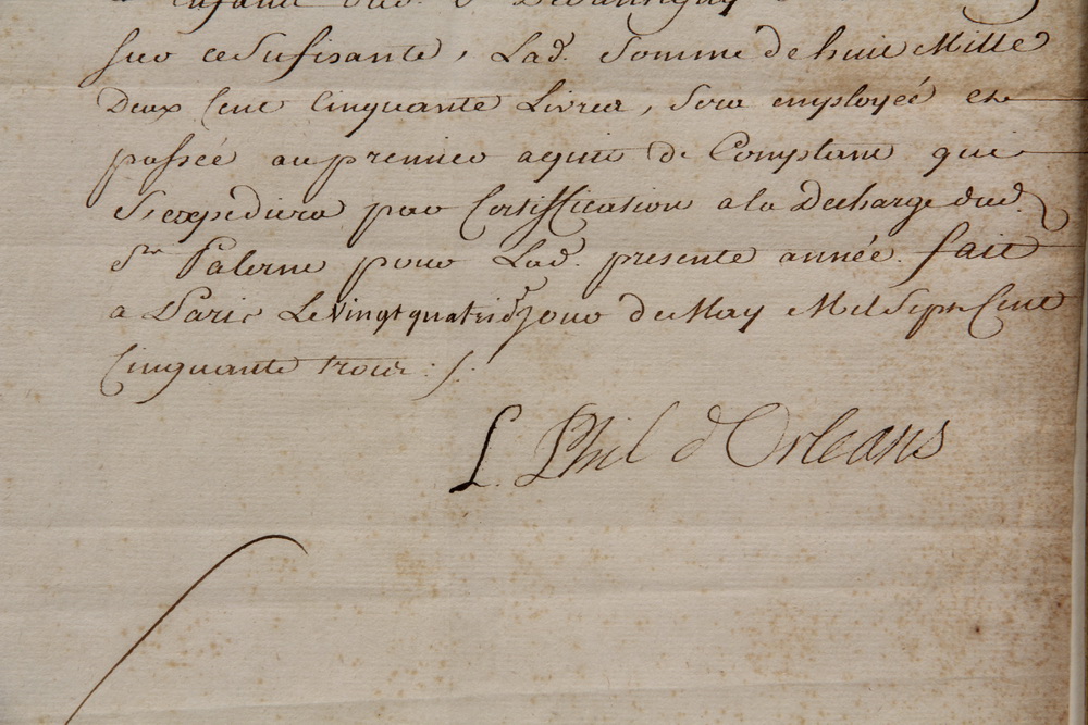 Appraisal: LOUIS PHILIPPE DUC D'ORLEANS DOCUMENT SIGNED - Philippe of France