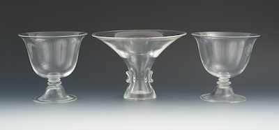 Appraisal: Three Steuben Clear Glass Vases A Steuben clear glass Bouquet