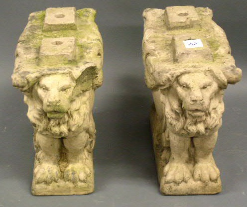 Appraisal: Pair of Galloway Philadelphia lion head bench ends supports h