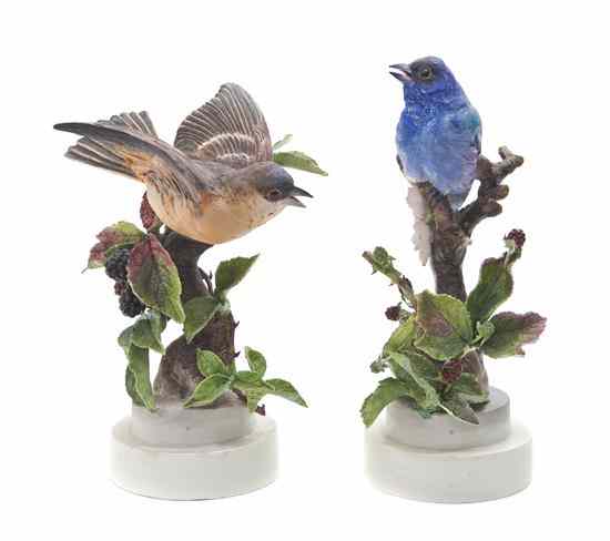 Appraisal: A Pair of Royal Worcester Dorothy Doughty Birds Indigo Buntings