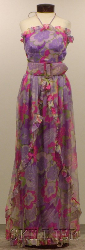 Appraisal: Vintage Oscar De La Renta Printed Silk Chiffon Strapless Halter