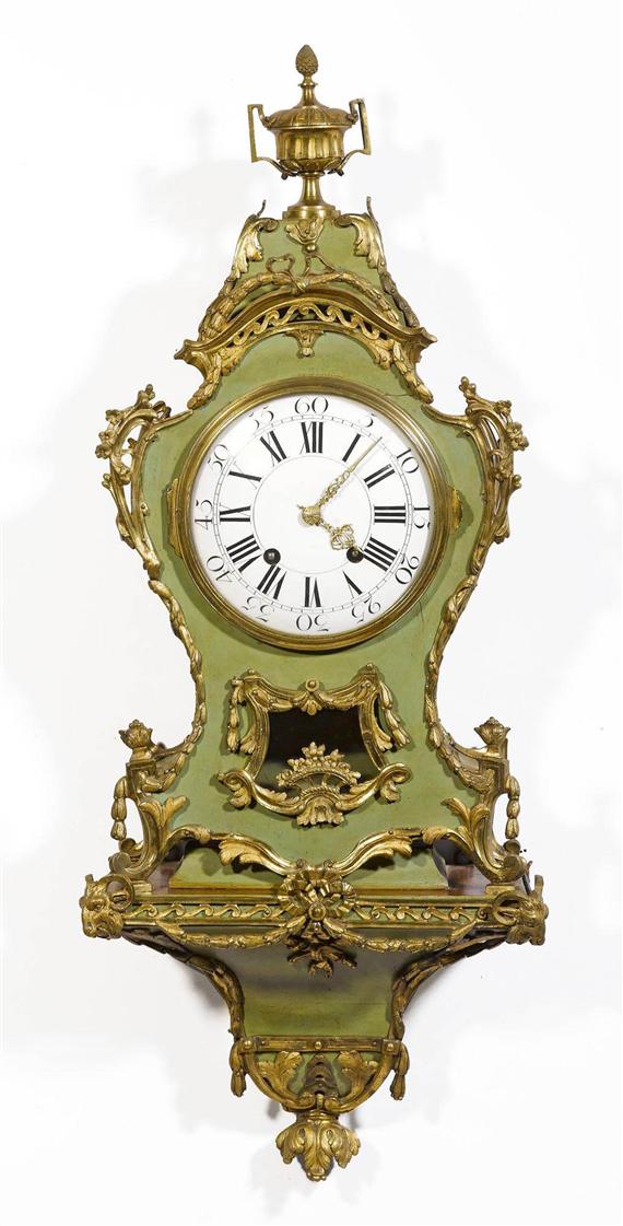 Appraisal: A PAINTED WALL CLOCK with BRACKET Louis XVI France circa