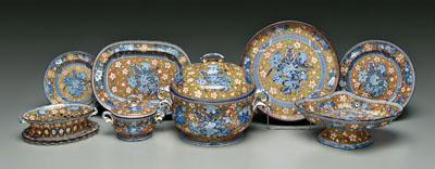 Appraisal: pieces clobbered ware blue transfer with polychrome decoration varying small