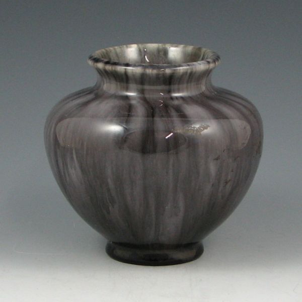 Appraisal: White gray and black blended glaze squat vase Unmarked Excellent