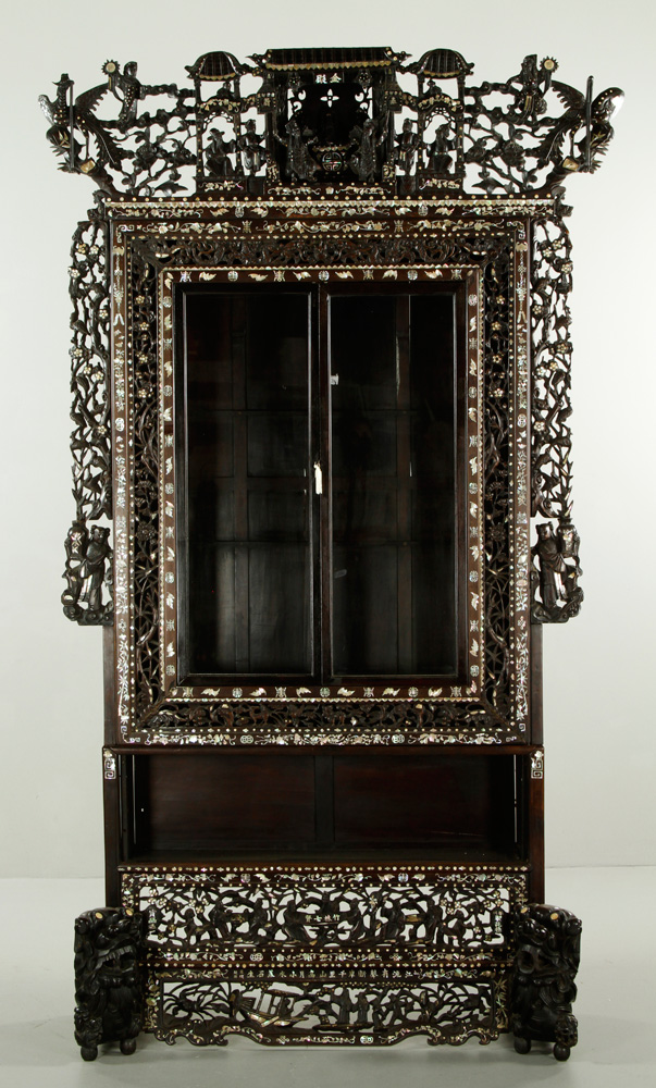 Appraisal: - Chinese Carved Cabinet Carved display cabinet China with ornate