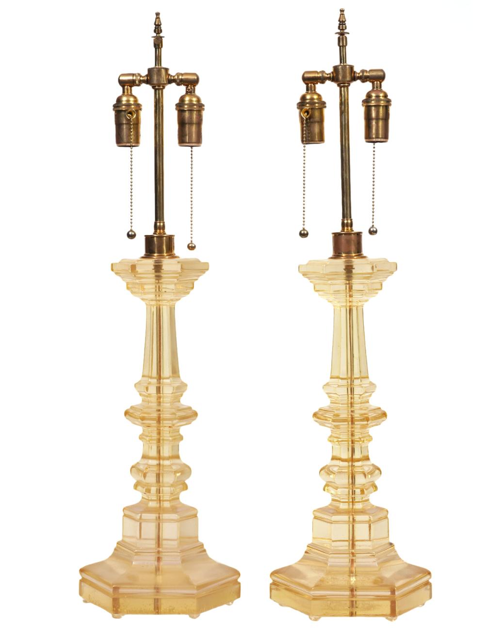 Appraisal: PR RESIN CANDLESTICK LAMPS BY DOROTHY THORPEDorothy Thorpe America -