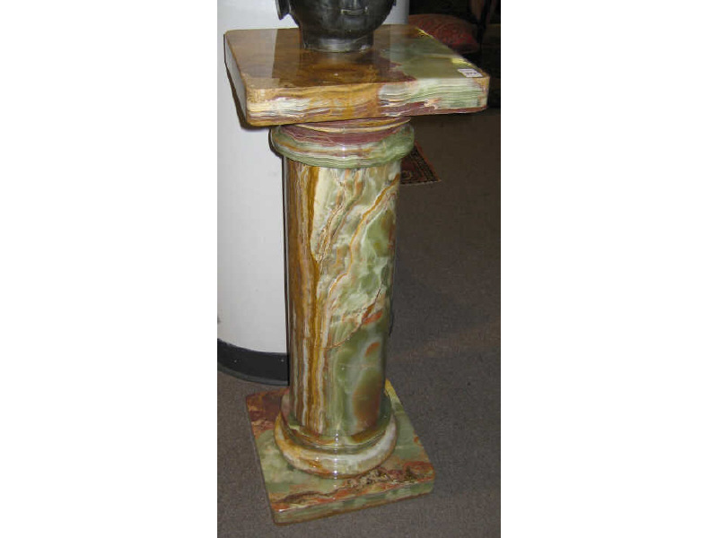 Appraisal: CONTINENTAL GREEN MARBLE PEDESTAL With square top on a plain