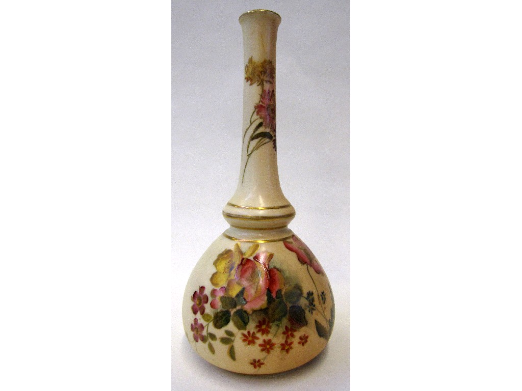 Appraisal: Royal Worcester blush ivory vase with floral decoration green printed