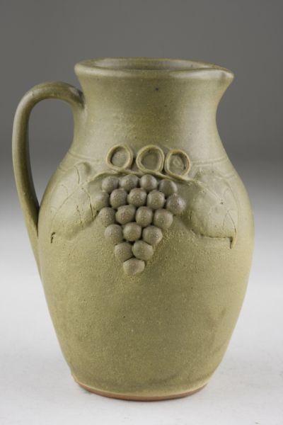 Appraisal: GA Pottery John Meaders Stoneware Pitcher with applied grape and