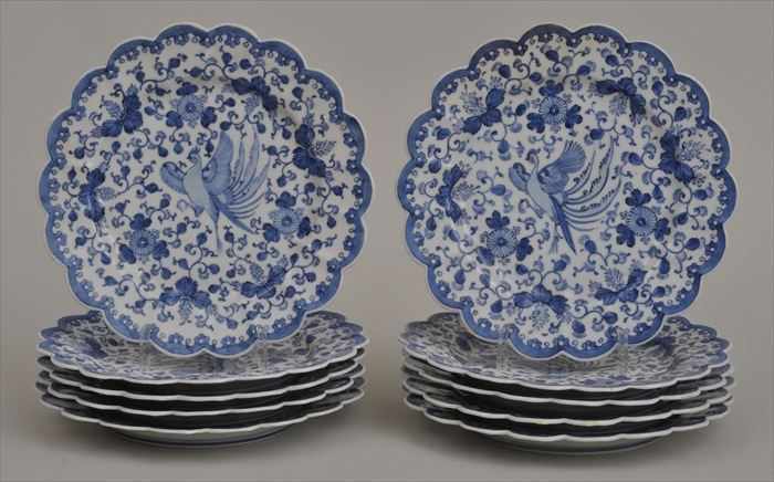 Appraisal: SET OF TEN CHINESE BLUE AND WHITE PORCELAIN PLATES Each