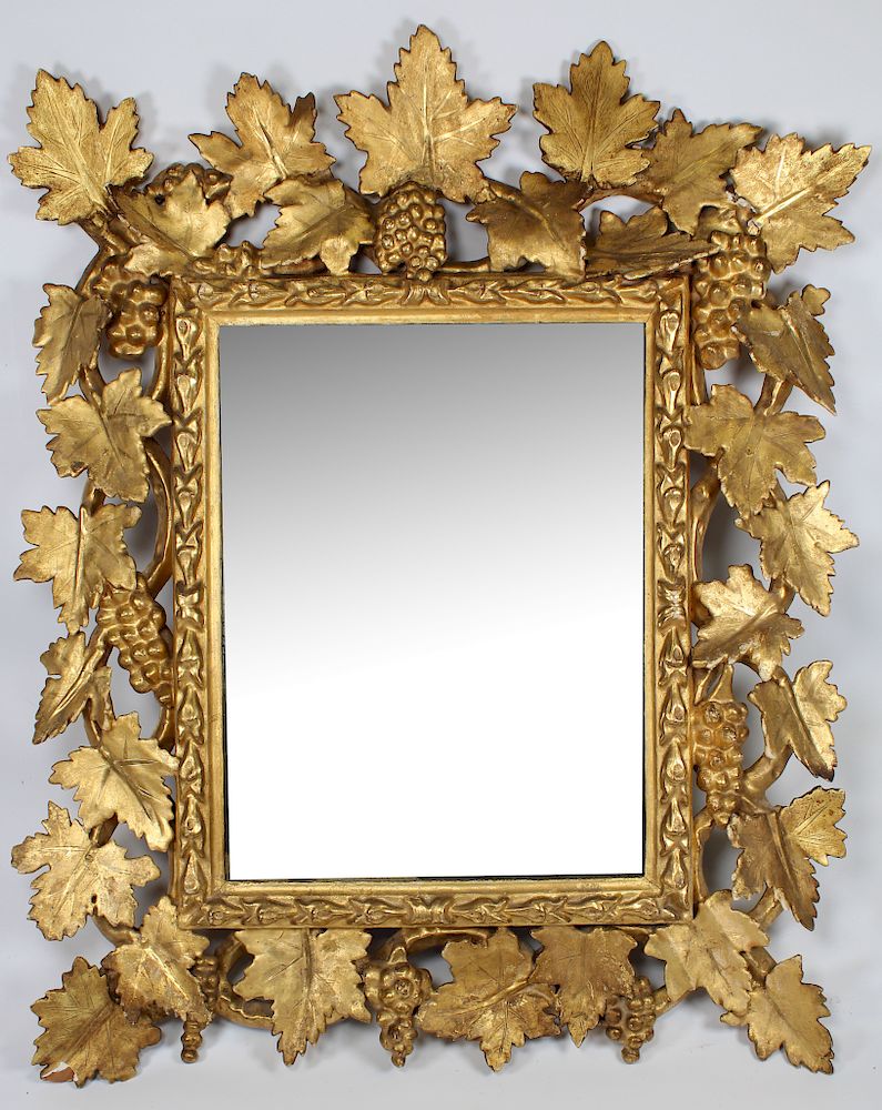 Appraisal: Exceptional Antique Gilt Carved Italian Mirror Exceptional Early Antique Gilt