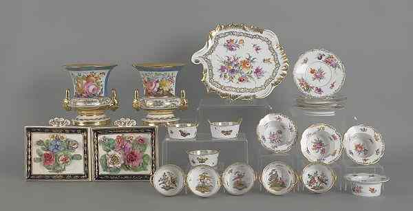 Appraisal: Miscellaneous porcelain to include a Dresden condiment set a pair