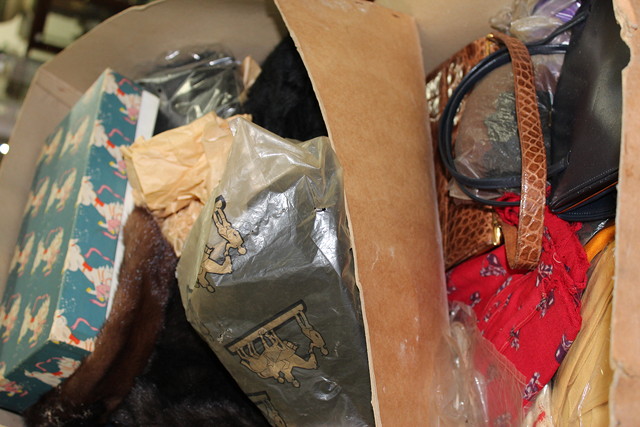 Appraisal: A QUANTITY OF VINTAGE LADIES HATS silk scarves and handbags